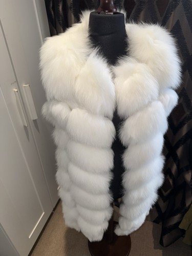 Pure white fox fur vest - white,