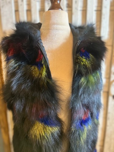 Black multi coloured fox fur