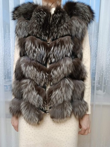 Silver fox fur vest - silver,