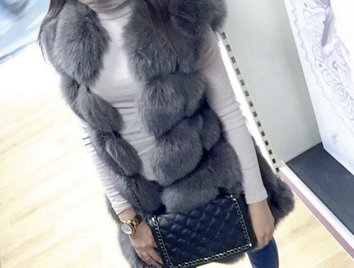 Fox fur gilet women - fox,