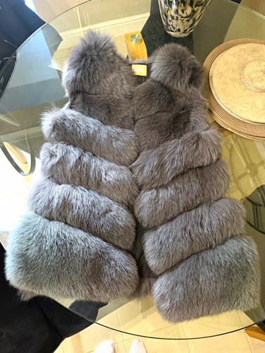 Women grey fox fur - grey,