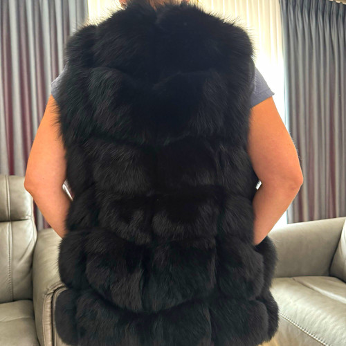 Women black fox fur - black,