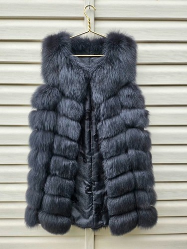 Real fox fur vest gray - gray, silver