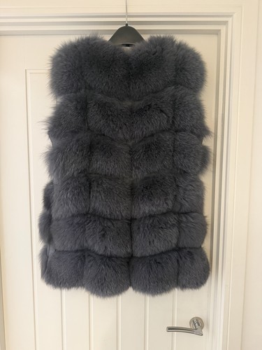 Grey real fox fur - real,
