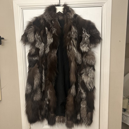 Silver fox fur coat - silver,