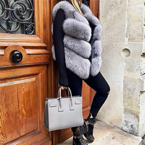Women grey fox fur gilet - women’s,