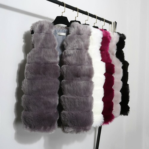 Women faux fox fur waistcoat - faux,