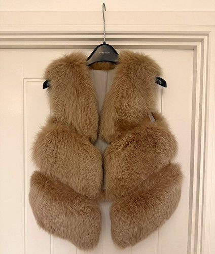Real fox fur gilet cream - fox,